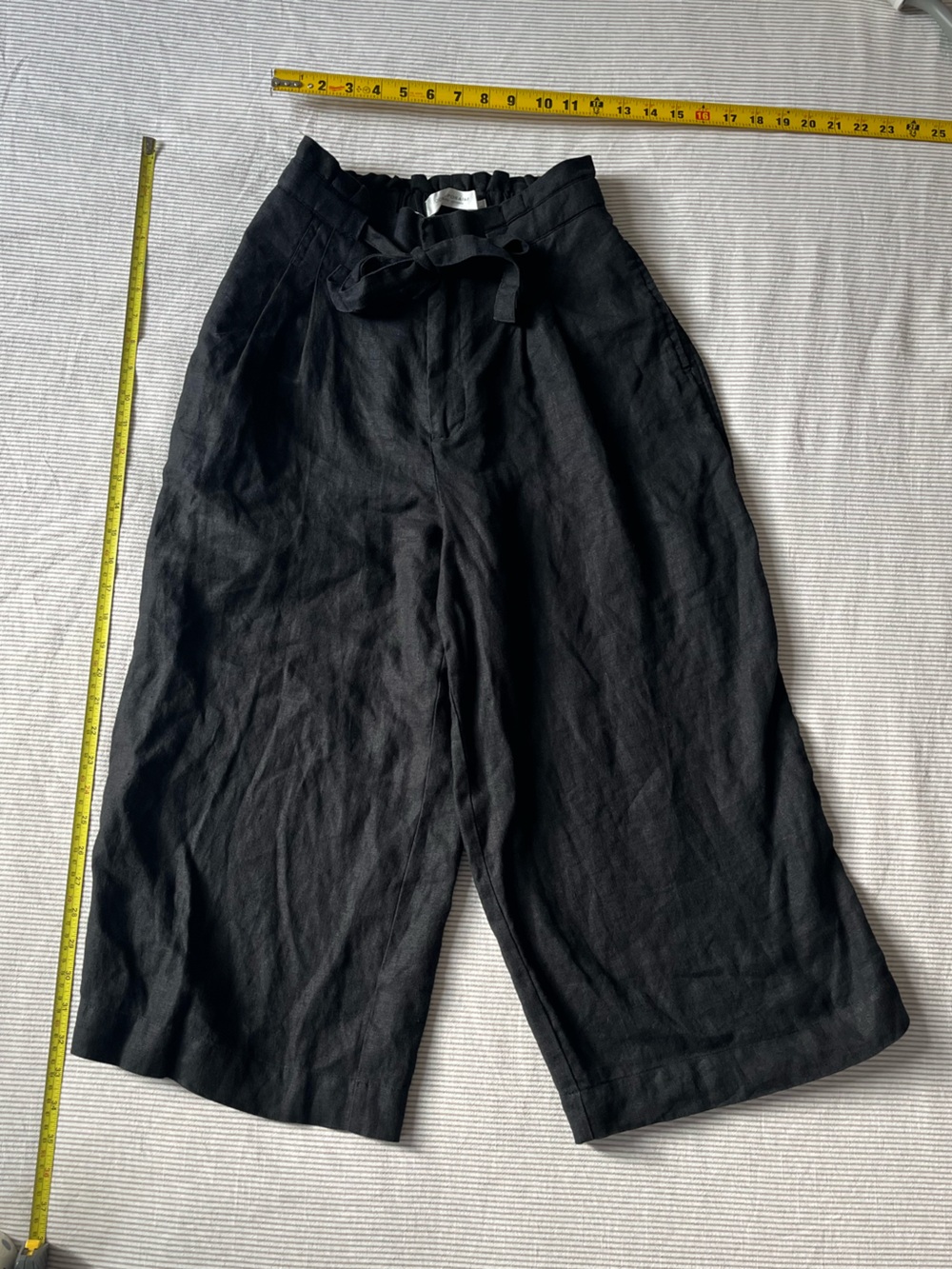 Contemporaine 100% linen paper bag culottes /cropped pants